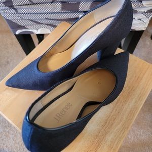 Denim pump like heel